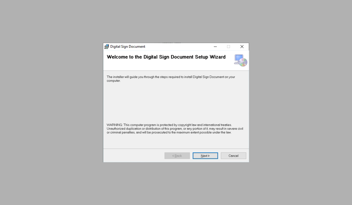 Install DigitalSignDocument desktop application screenshot